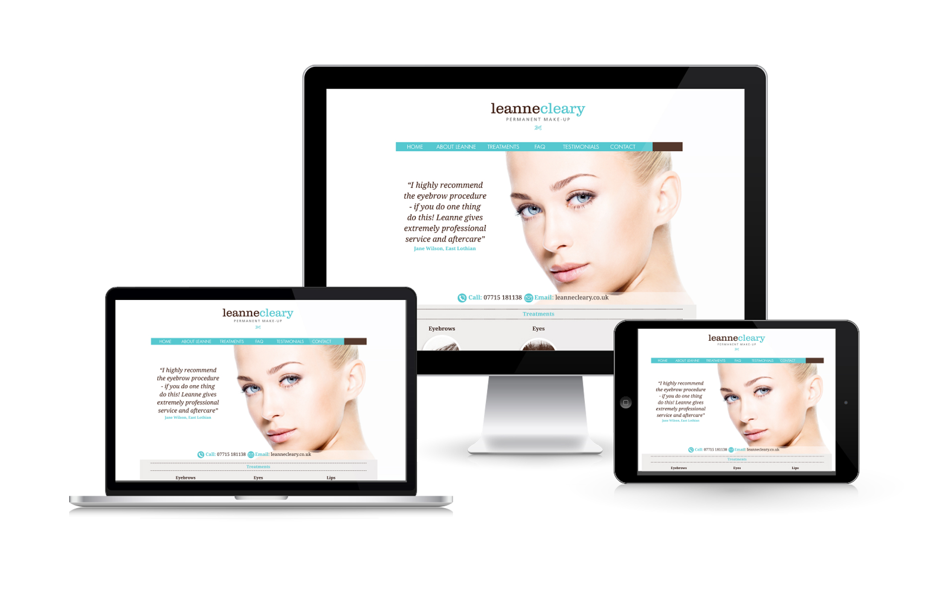 Website design for Leanne Cleary make-up 03